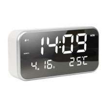Day Month Digital Table Alarm Clock with Temperature LED Mirror Screen